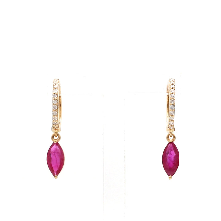Ruby Marquise Diamond Mini Huggies Earrings - qivii