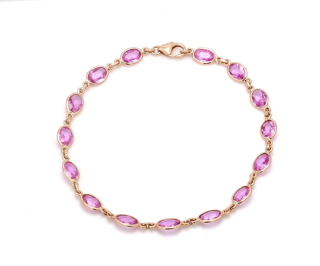 Pink sapphire Oval Rose Cut Bracelet - qivii
