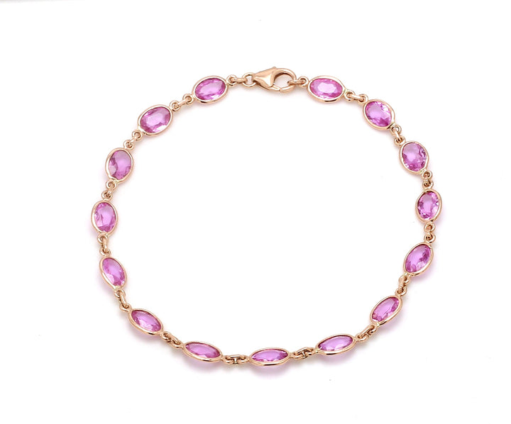 Pink sapphire Oval Rose Cut Bracelet - qivii