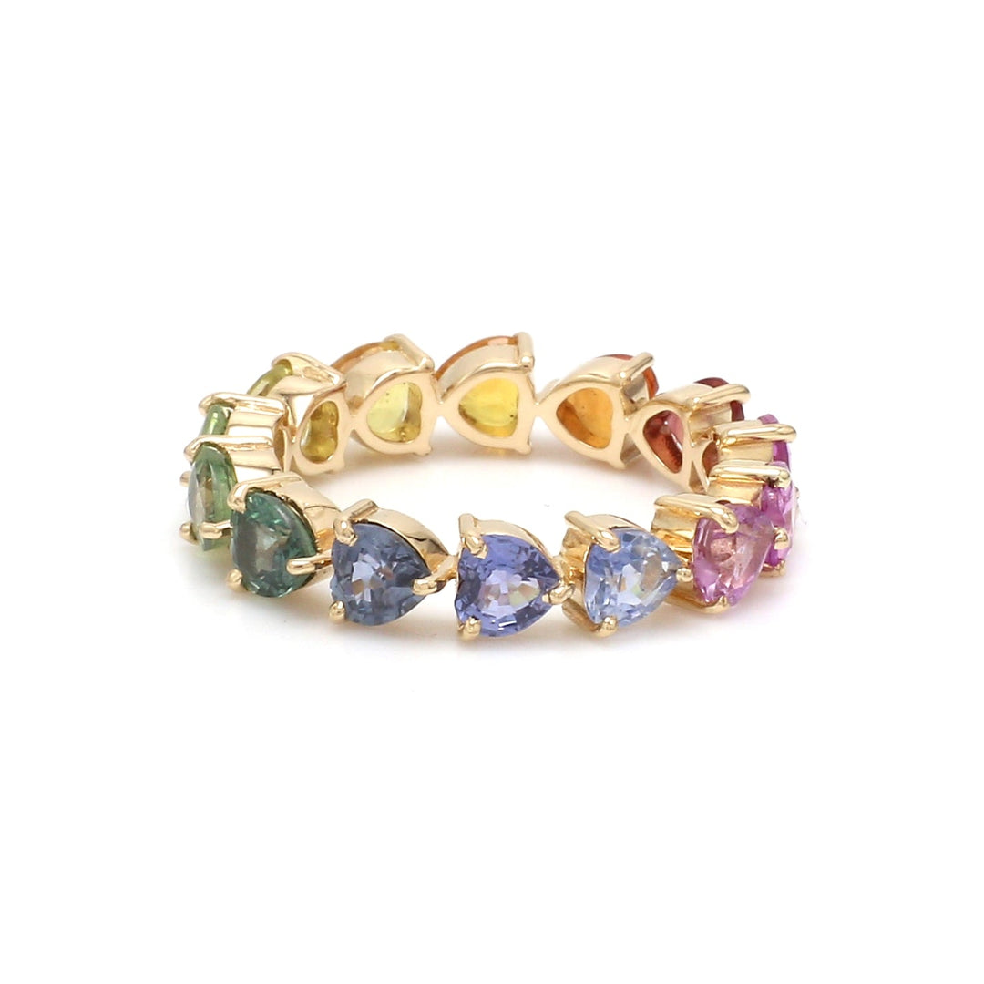 Rainbow Sapphire East West Heart Ring - qivii