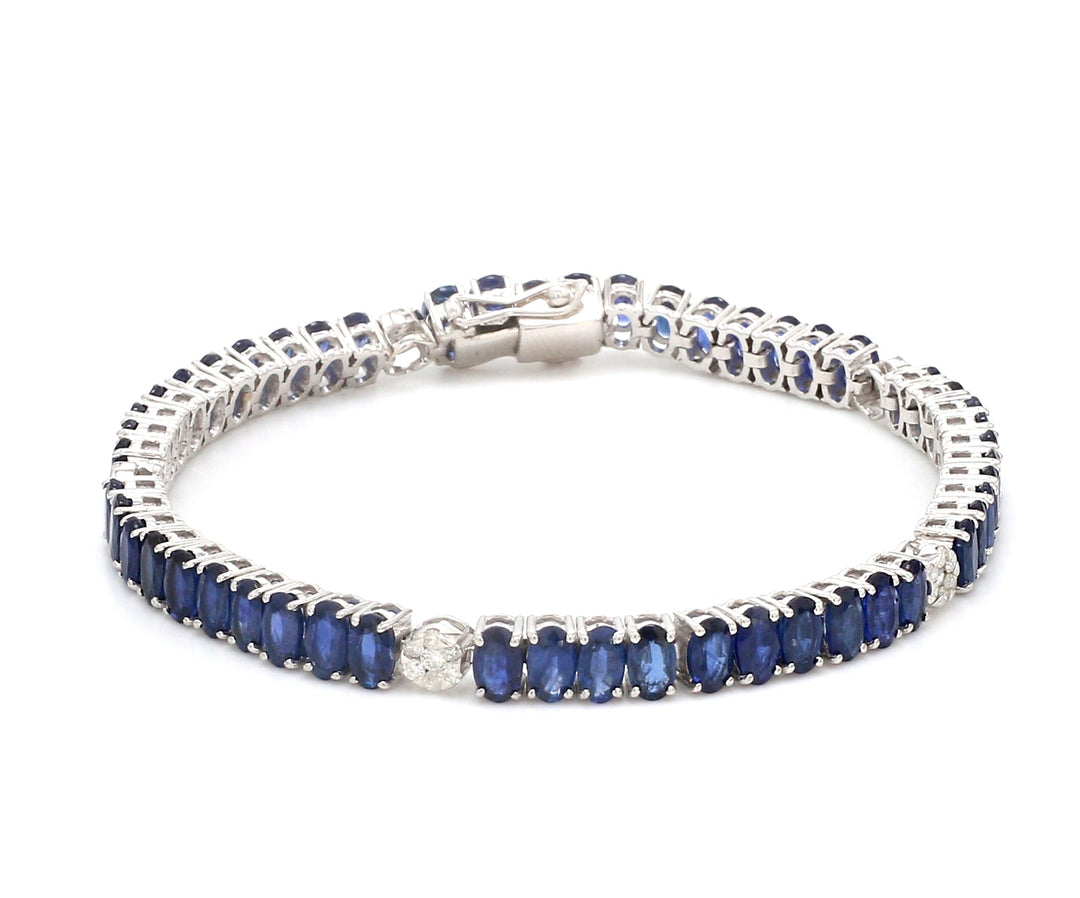 Blue Sapphire Oval Diamond Bracelet - qivii