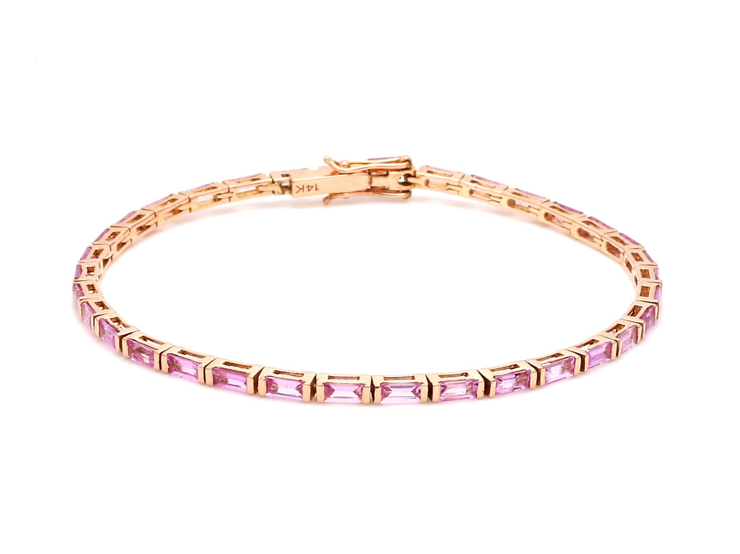Pink Sapphire Horizontal Baguette Bracelet - qivii