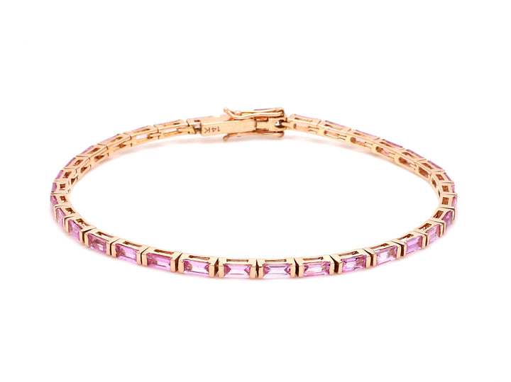 Pink Sapphire Horizontal Baguette Bracelet - qivii