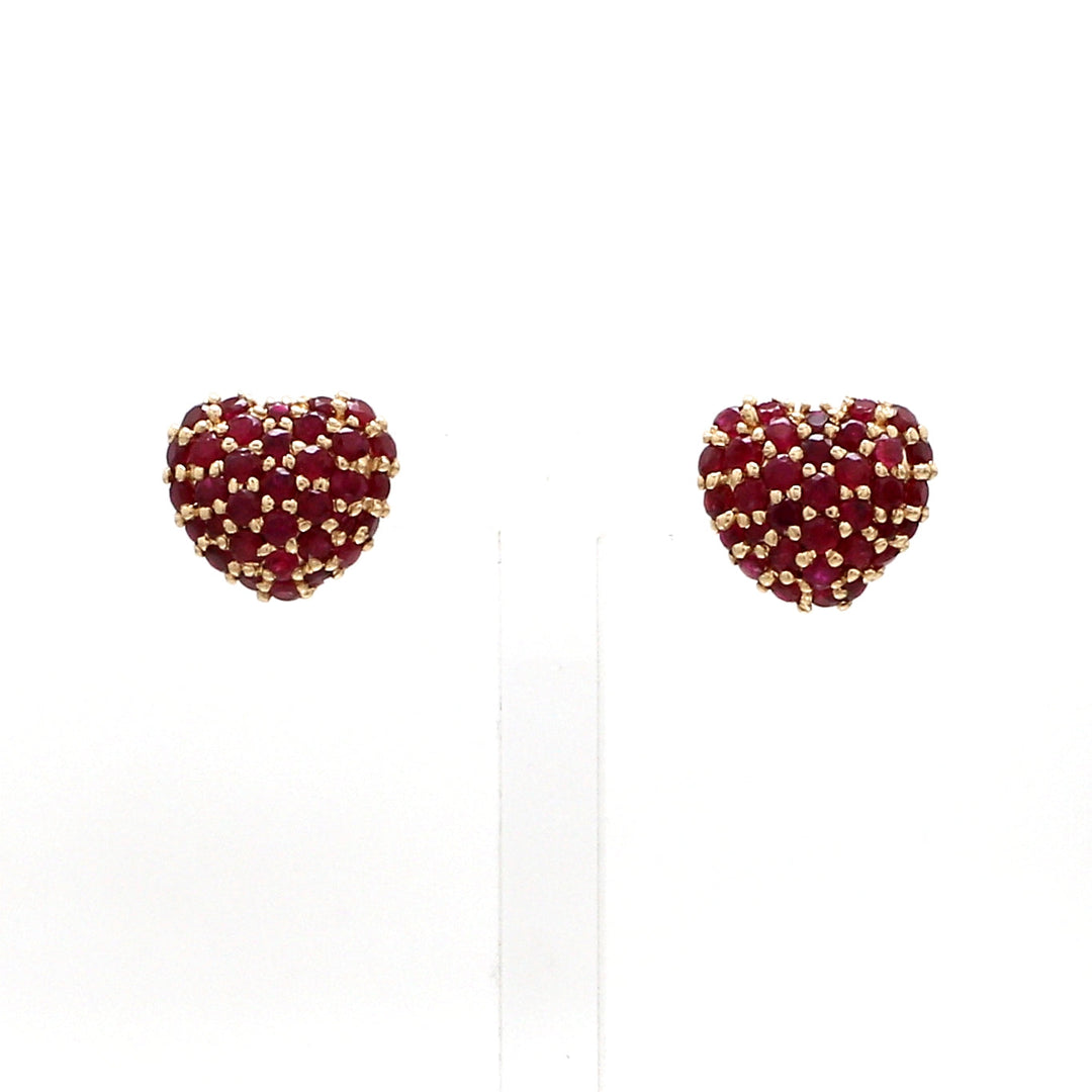Ruby Heart Pave Studs - qivii
