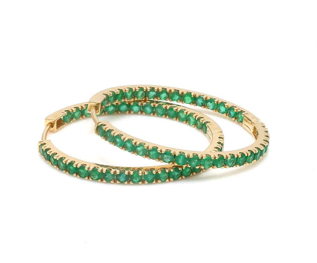 Emerald Round Big Hoops Thin Earrings - qivii
