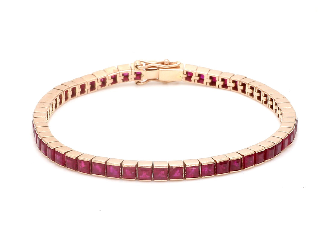 Ruby Princess Cut Channel Set Tennis Bracelet - qivii