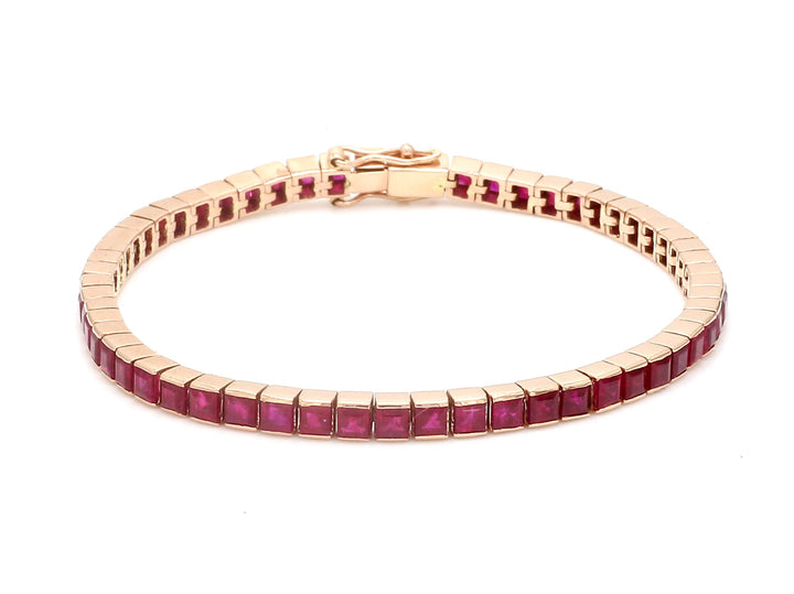 Ruby Princess Cut Channel Set Tennis Bracelet - qivii