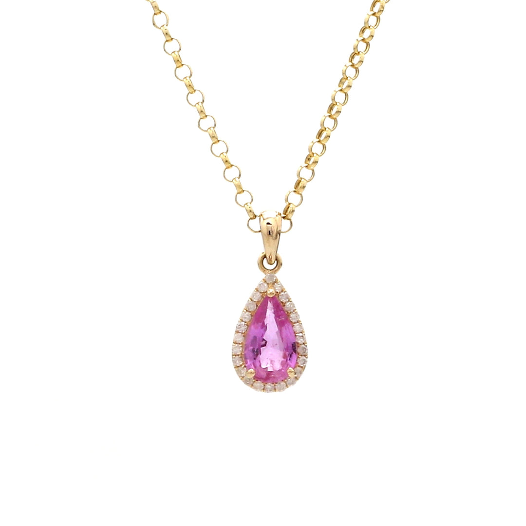 Pink Sapphire Pear Charm Pendant - qivii