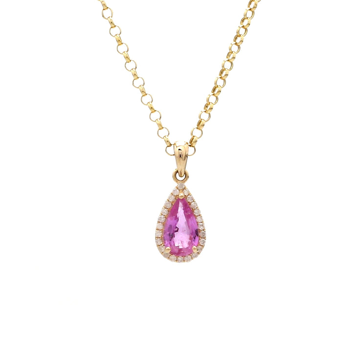 Pink Sapphire Pear Charm Pendant - qivii