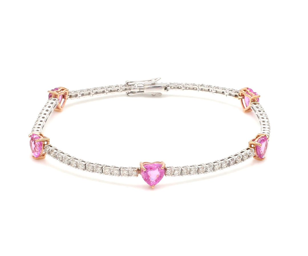 Pink Sapphire Heart Diamond Bracelet - qivii