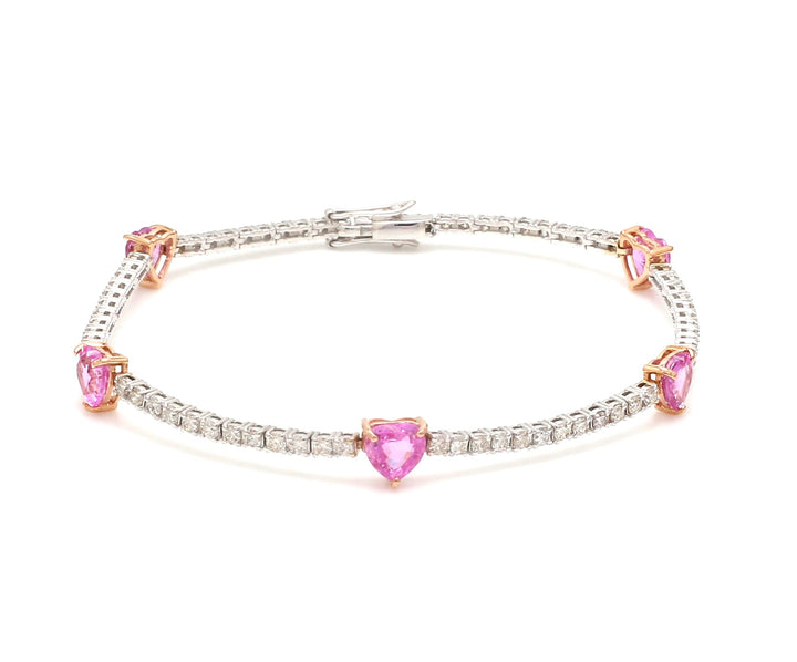 Pink Sapphire Heart Diamond Bracelet - qivii