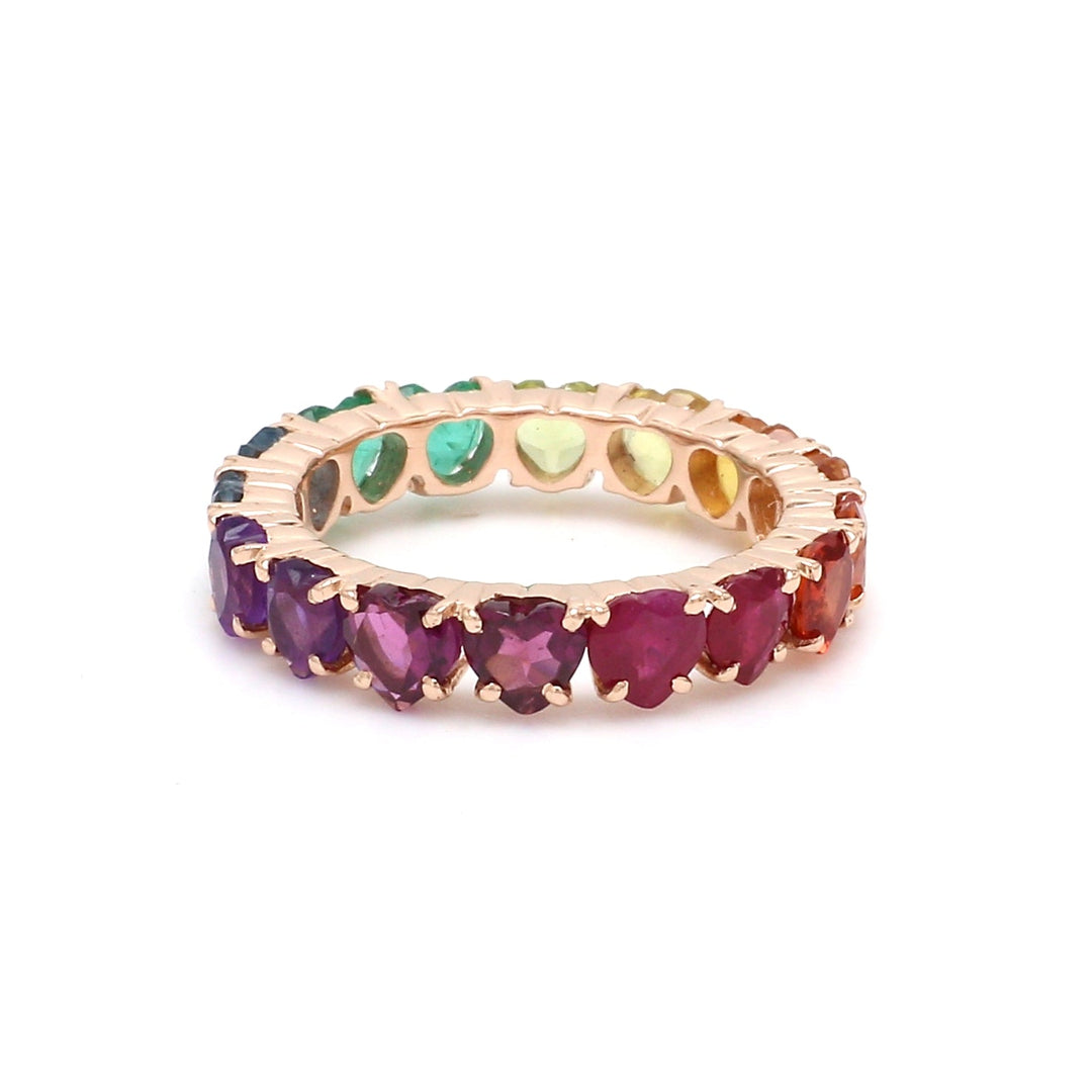 Rainbow Gemstone Prong Set Heart Ring - qivii