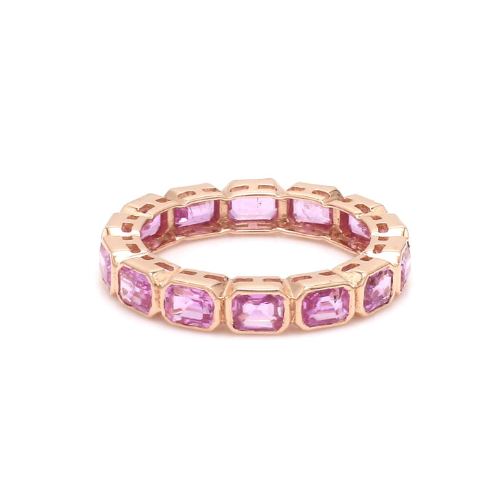 Pink Sapphire Bezele Set Eternity band ring - qivii