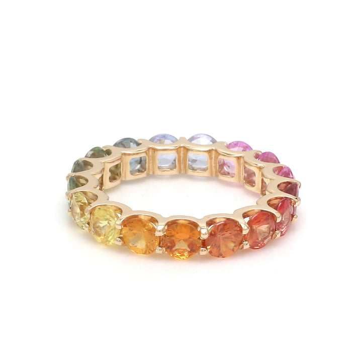 Rainbow Sapphire Round U-Prong Ring - qivii