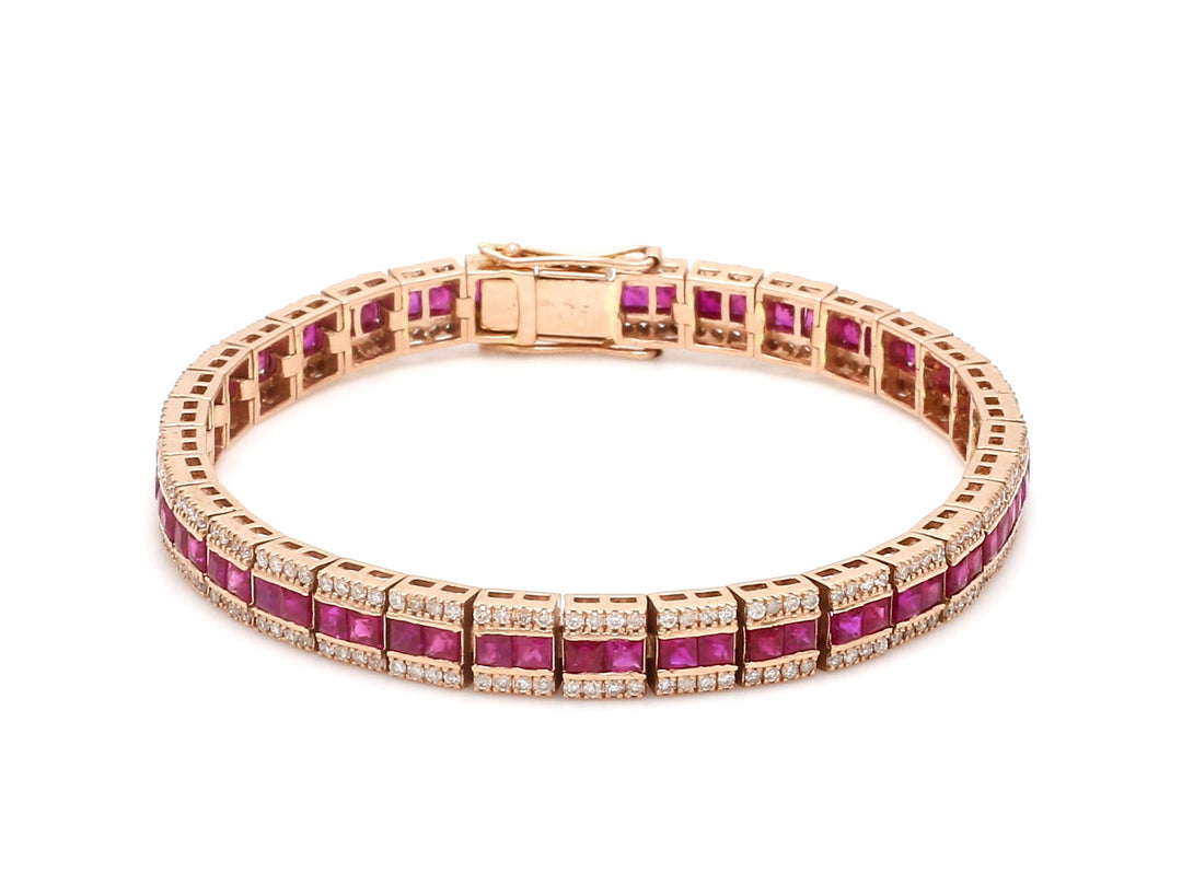 Ruby and Diamond Channel Set Bracelet - qivii