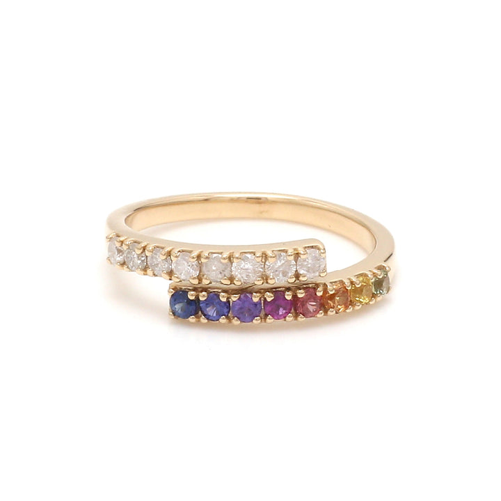 Rainbow Sapphire and Diamond Twist Ring - qivii