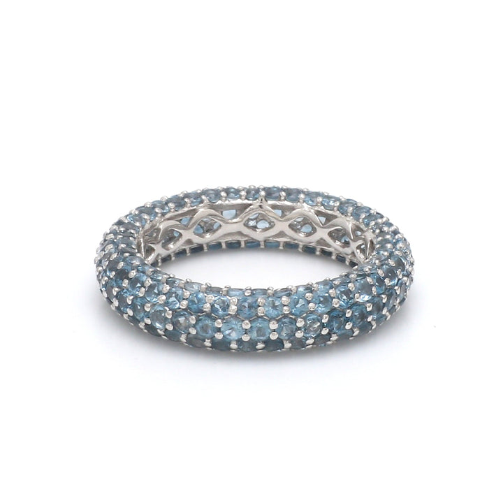 Blue Topaz Round Pave Ring - qivii