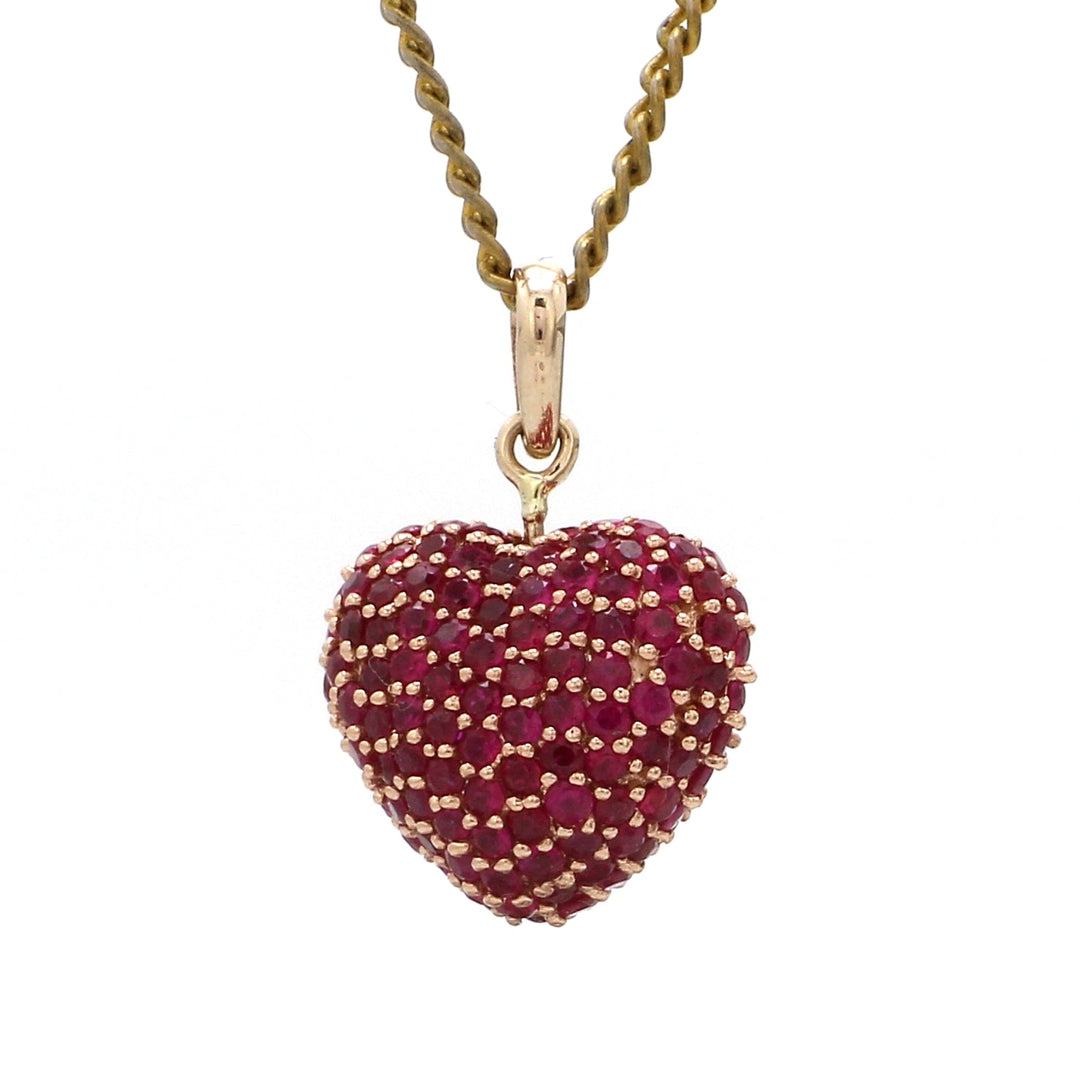 Ruby Heart Pave Pendant - qivii