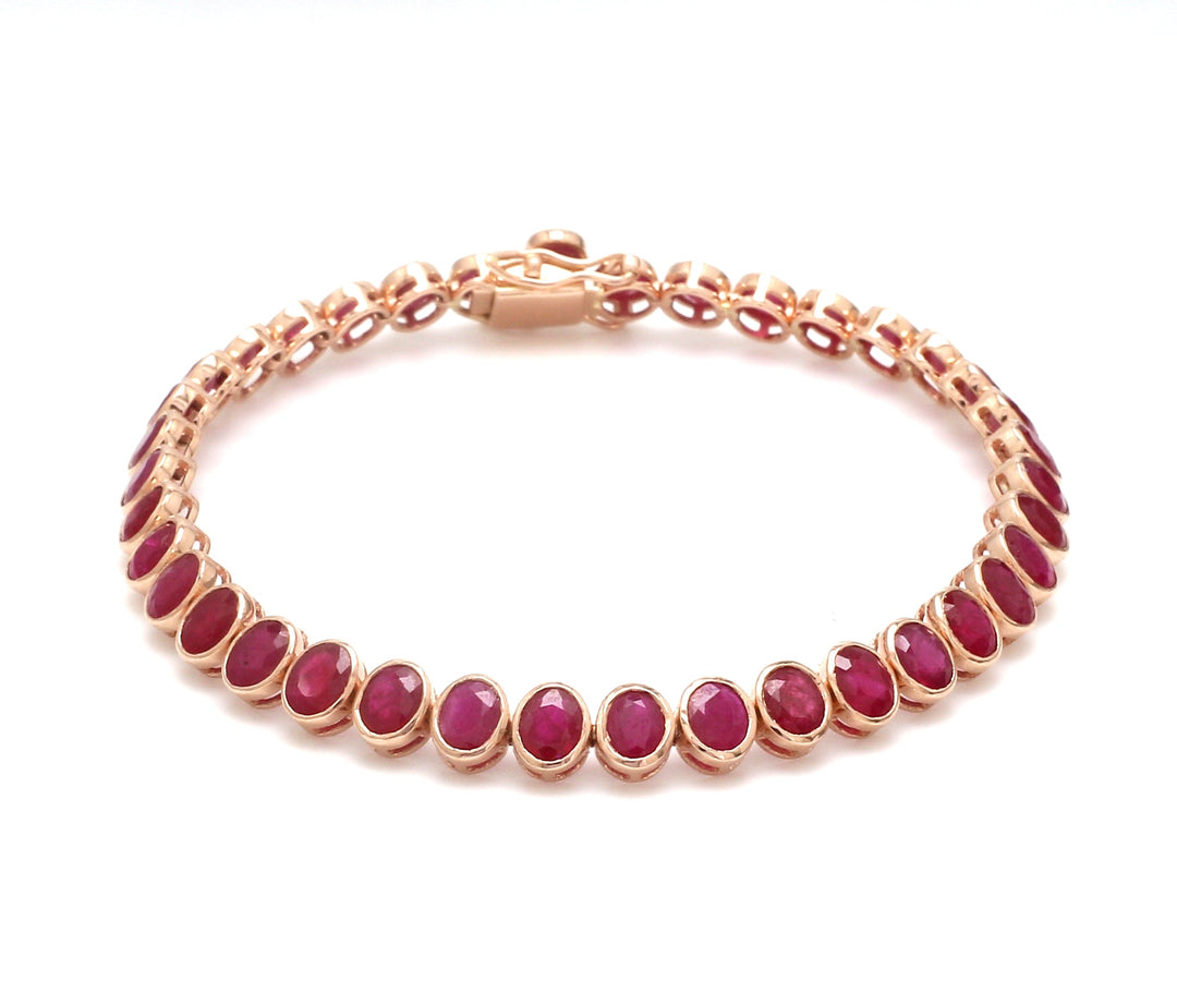 Ruby Oval Bezel Set Tennis Bracelet - qivii