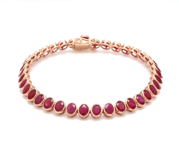 Ruby Oval Bezel Set Tennis Bracelet - qivii