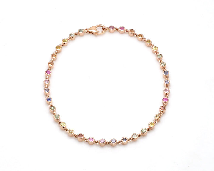 Rainbow Sapphire 2MM Bezel Bracelet - qivii