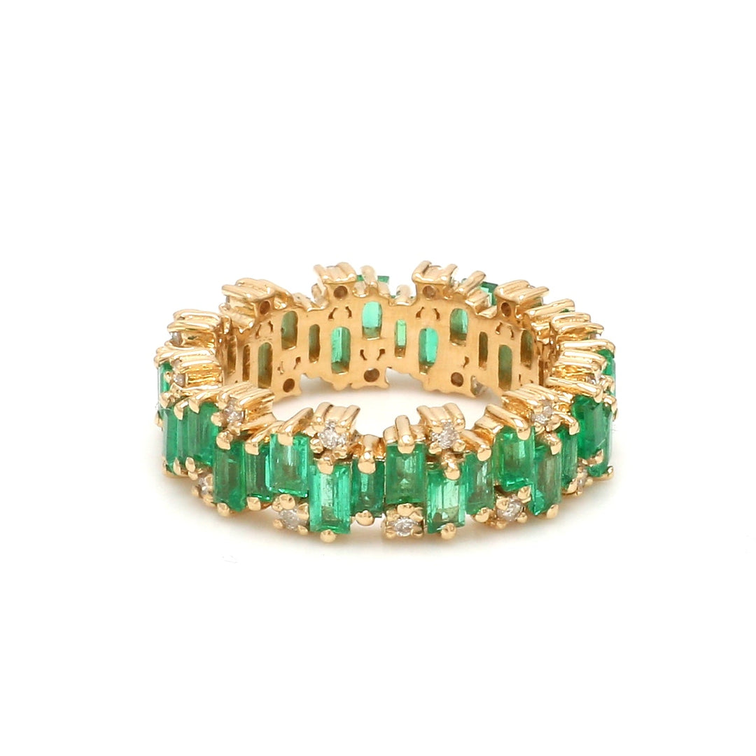 Emerald and Diamond Zig Zag Ring - qivii