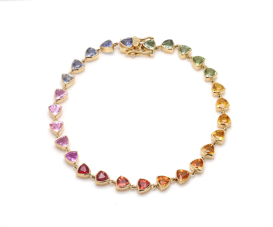 Rainbow Sapphire Trillion Link Bracelet - qivii