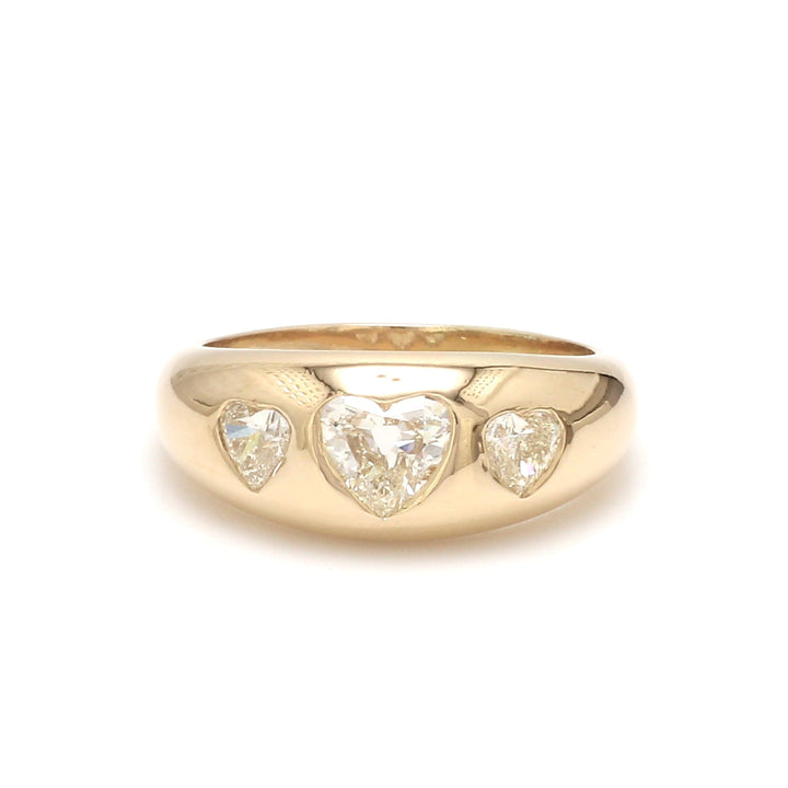 Diamond Three Heart Gypsy Ring - qivii
