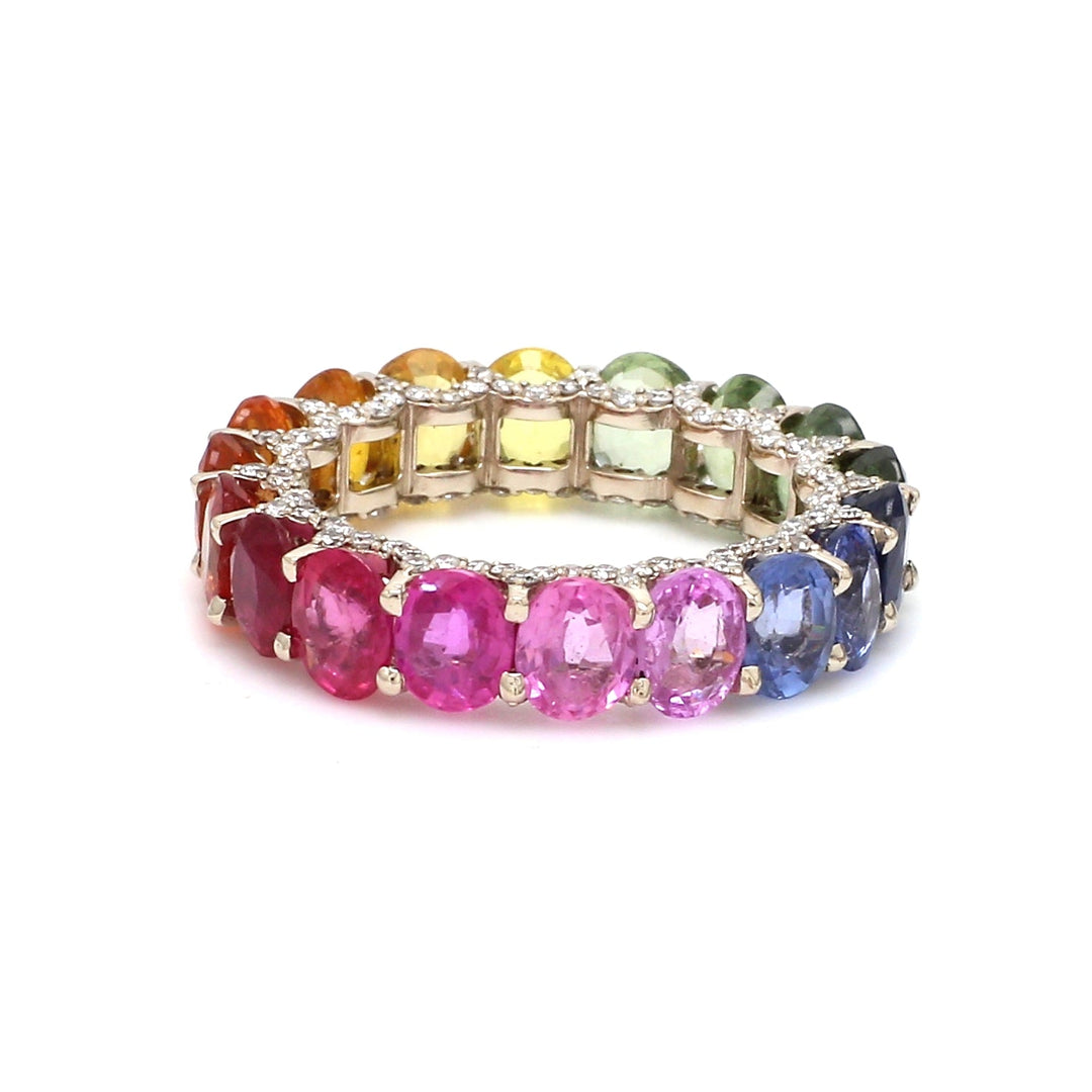 Rainbow Sapphire Oval and Diamond (Ruby Edition) Ring - qivii