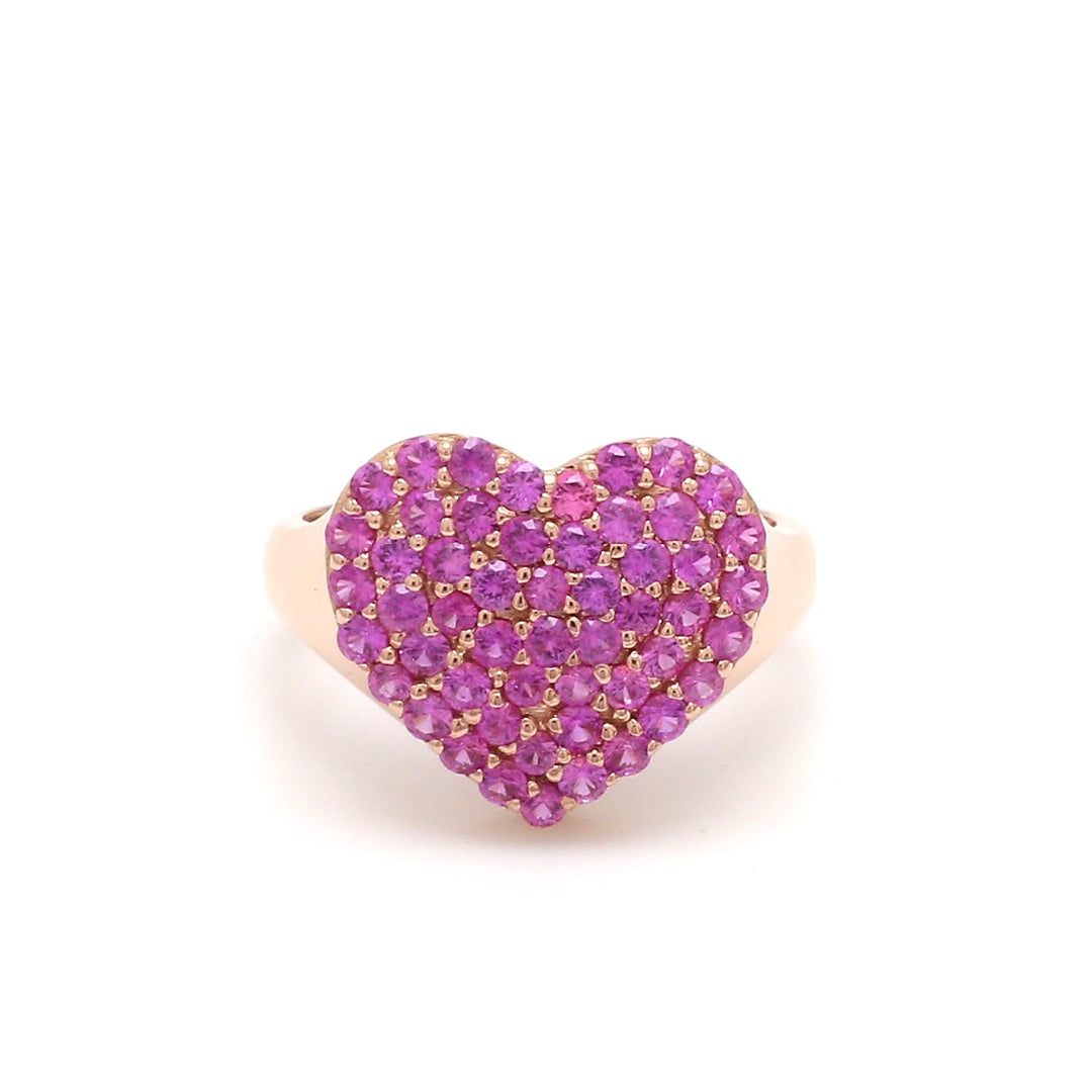 Pink sapphire heart Ring - qivii