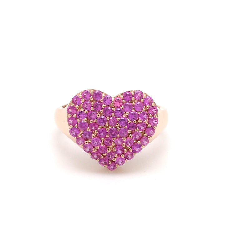 Pink sapphire heart Ring - qivii