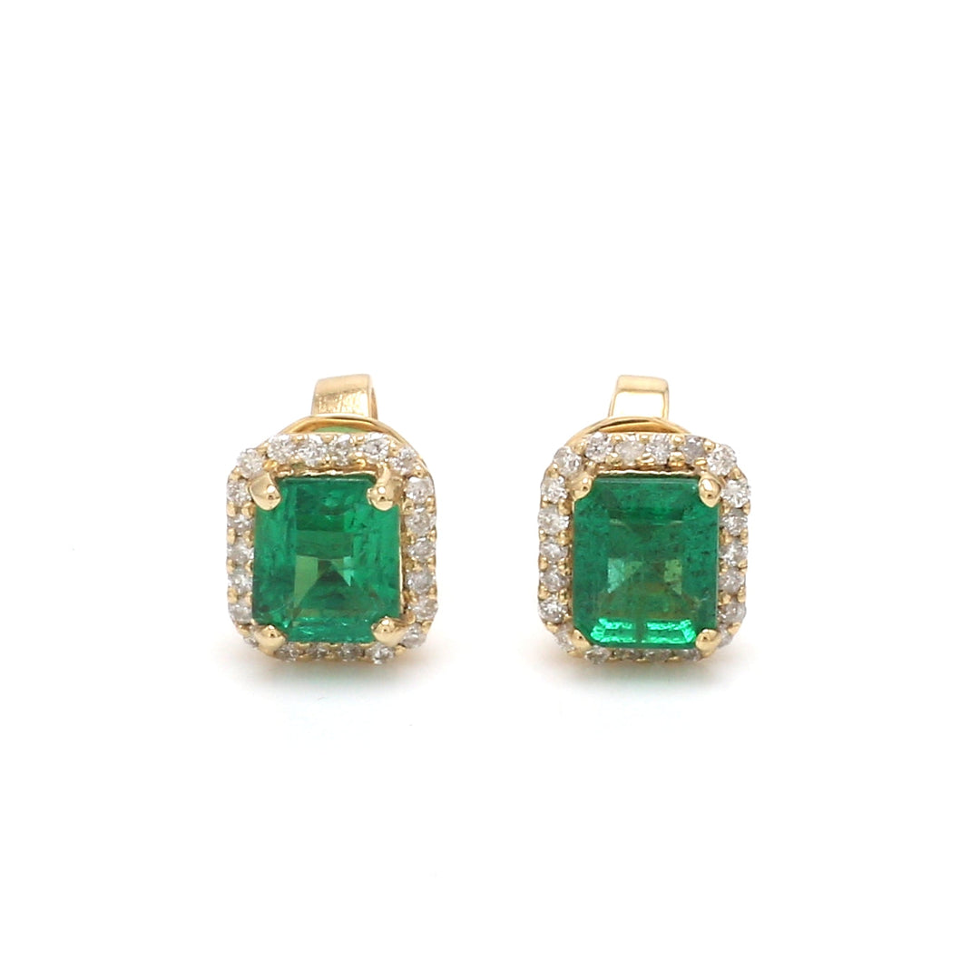 Emerald Octagon Diamond Studs - qivii