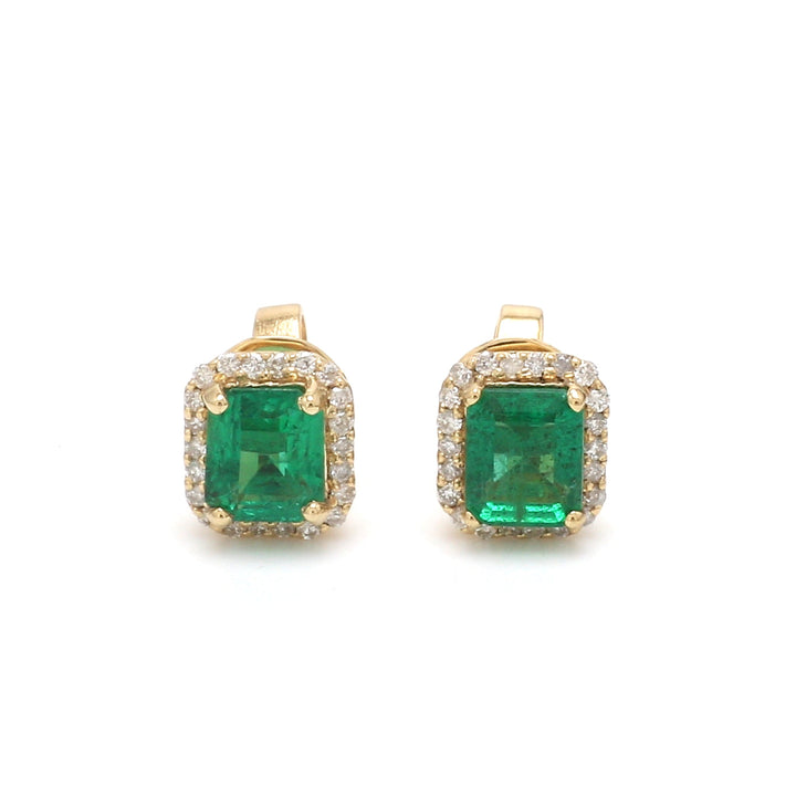 Emerald Octagon Diamond Studs - qivii