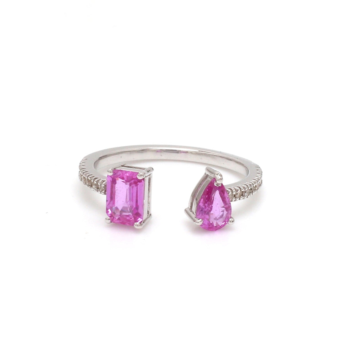 Pink Sapphire Octagon and Pear Open Ring - qivii