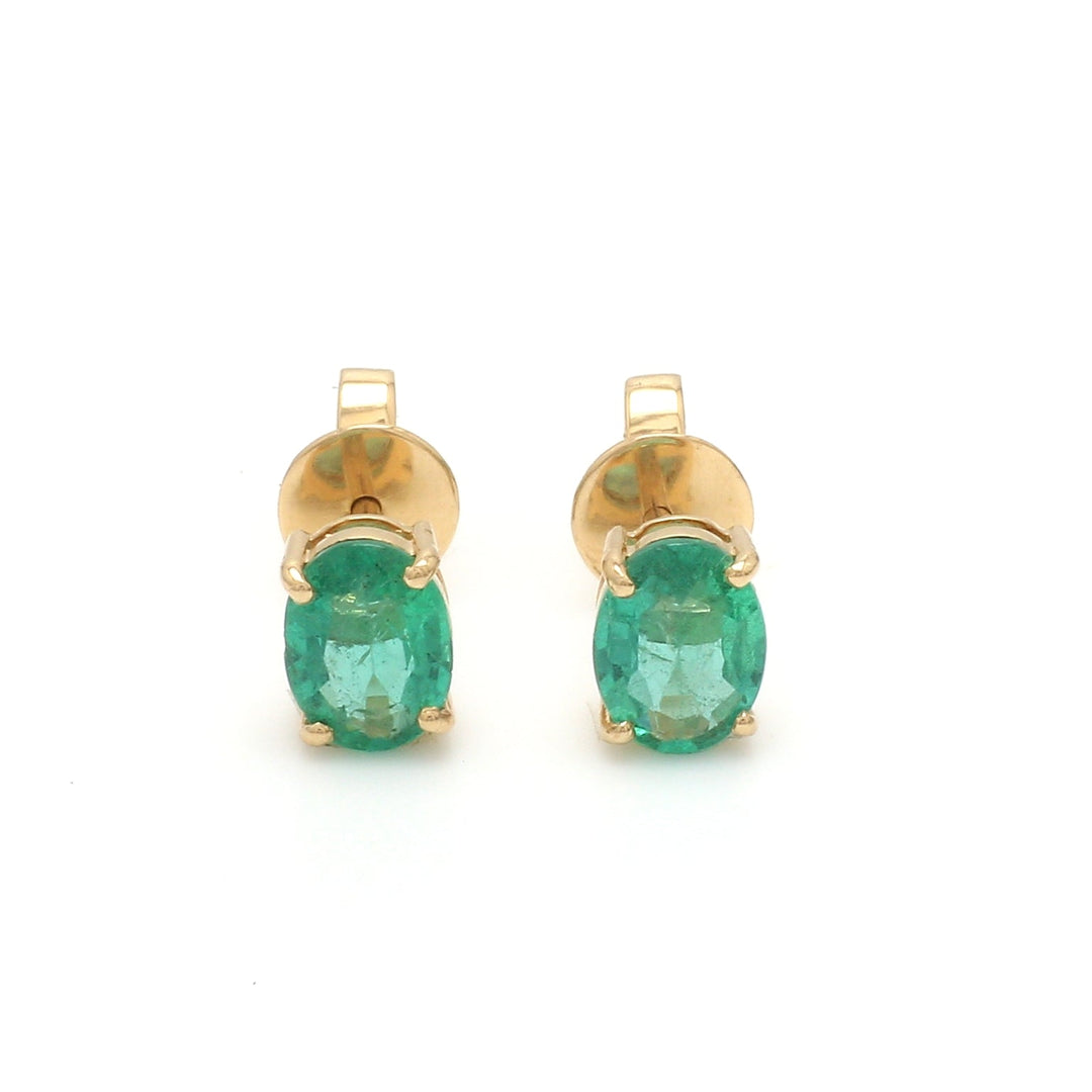 Emerald Oval Prong Set Earrings - qivii