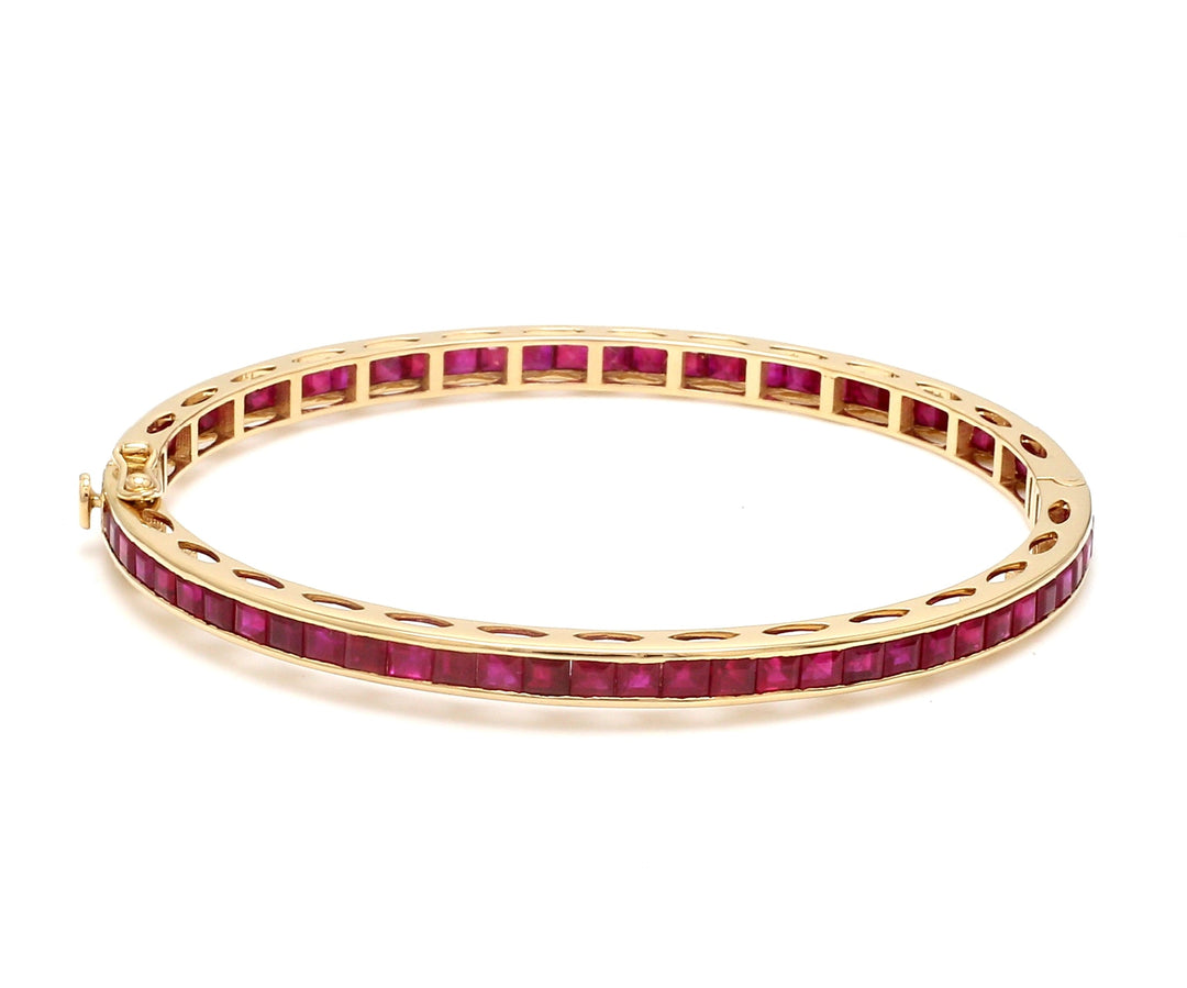 Ruby Princess Cut Channel Set Bangle - qivii