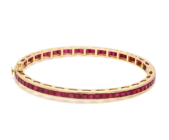 Ruby Princess Cut Channel Set Bangle - qivii