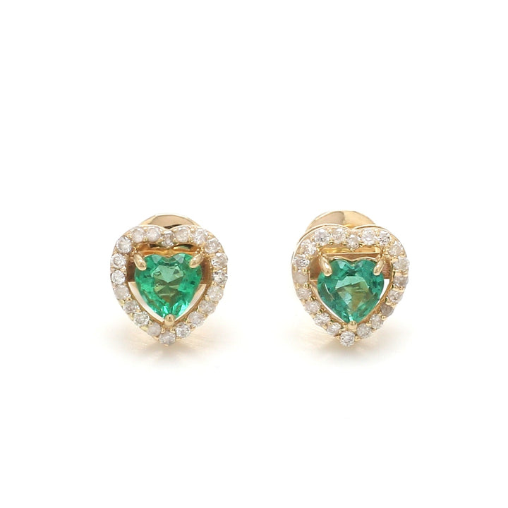 Emerald Heart Diamond Studs - qivii