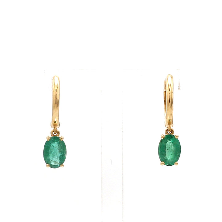 Emerald Oval Prong Set Mini Earrings - qivii