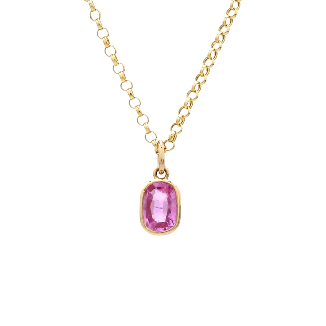 Pink Sapphire Cushion Charm Pendant - qivii