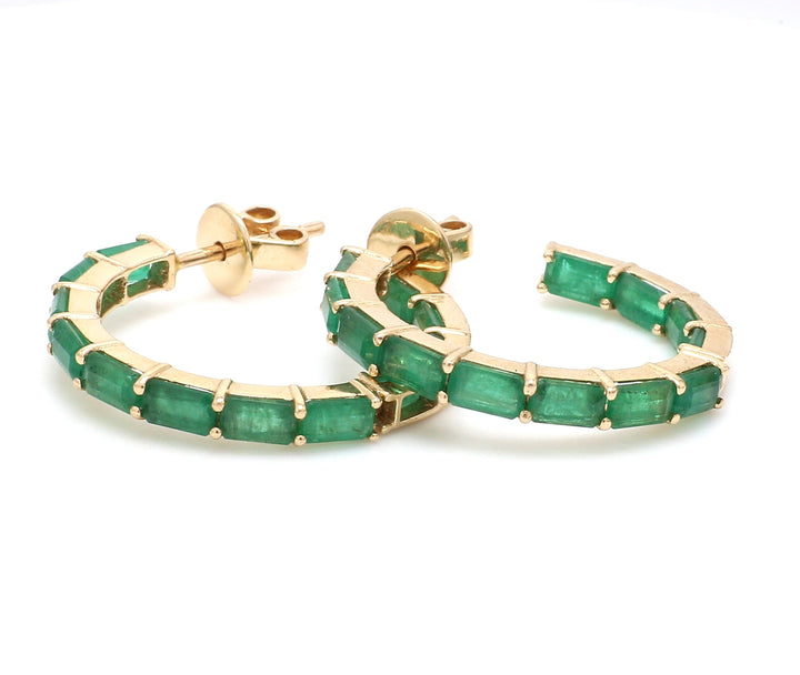 Emerald Octagon Small Hoops - qivii