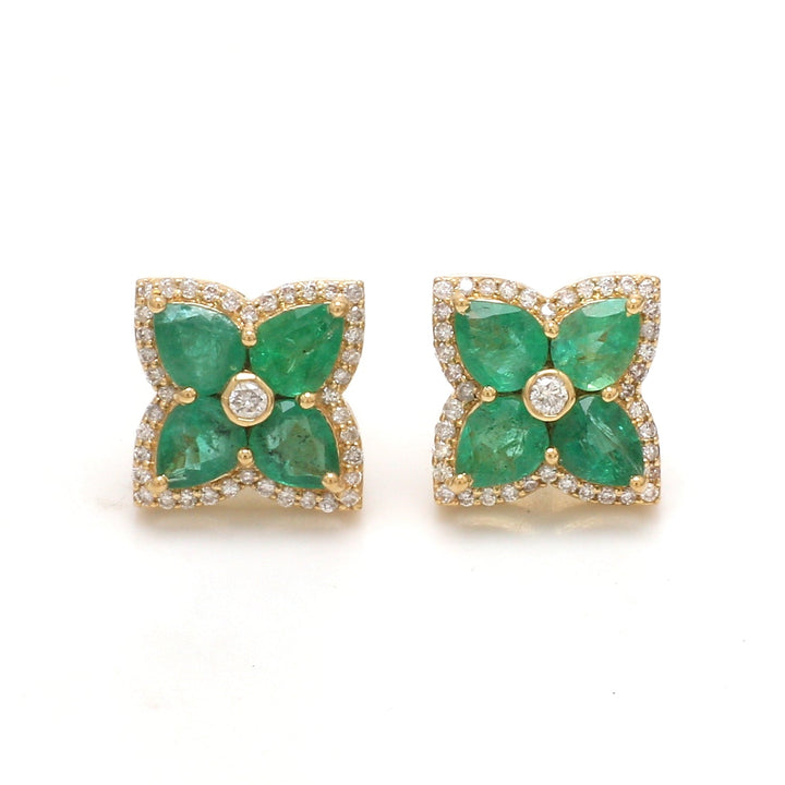 Emerald Four Pear Studs - qivii