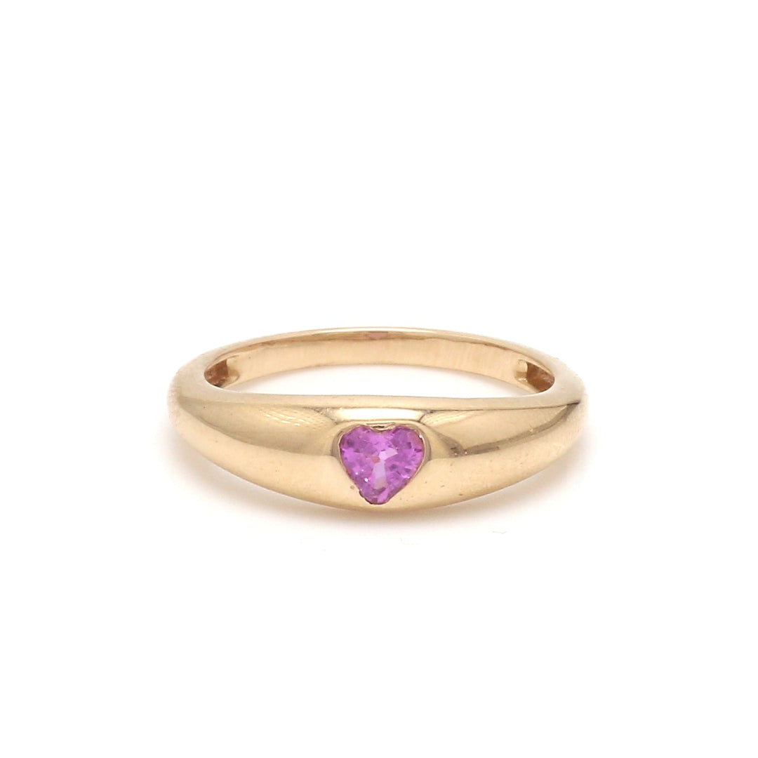 Pink Sapphire Heart Mini Chunky Ring - qivii