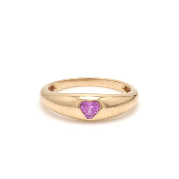 Pink Sapphire Heart Mini Chunky Ring - qivii