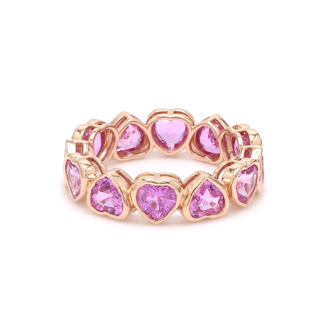 Pink Sapphire Heart Bezel Set Ring - qivii