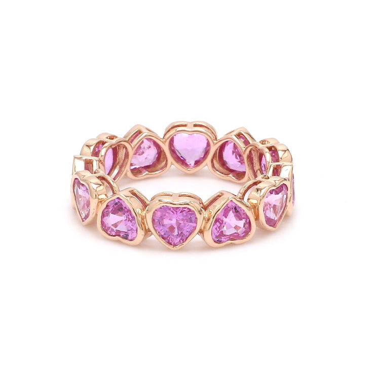 Pink Sapphire Heart Bezel Set Ring - qivii