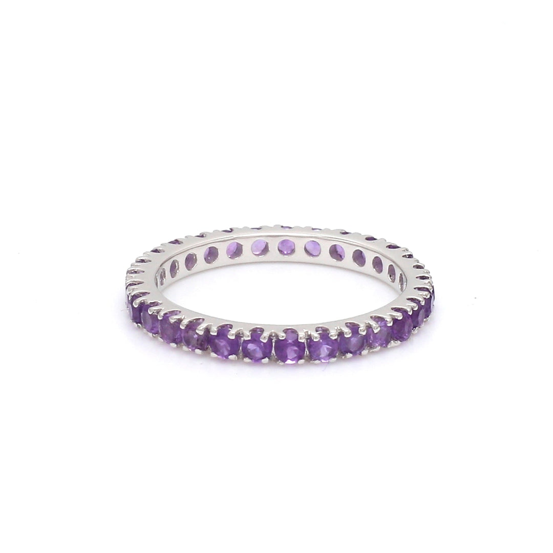 Amethyst Round Thin Eternity Band Ring - qivii