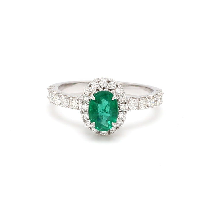 Emerald Oval Diamond Halo Ring - qivii