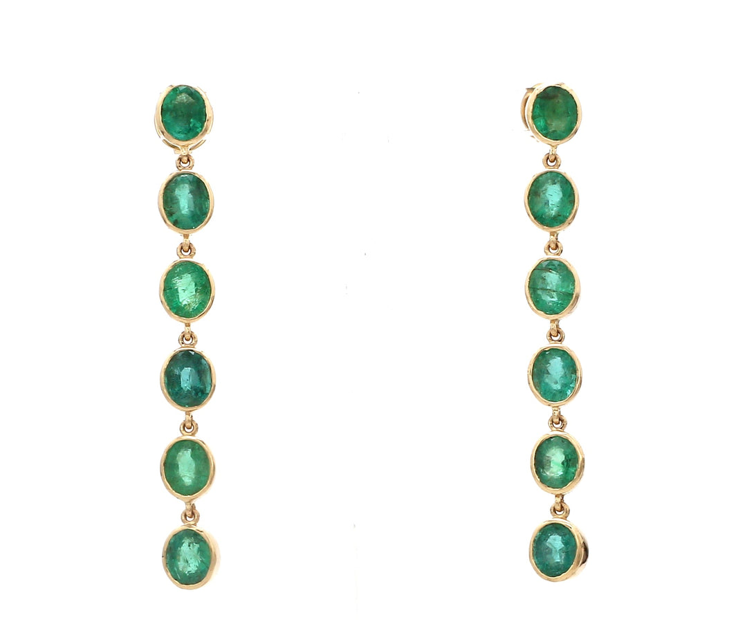 Emerald Oval Bezel Set Link Earrings - qivii