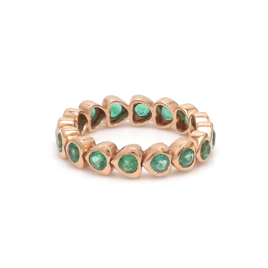 Emerald Round Bezel Set Heart Ring - qivii